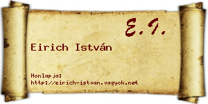 Eirich István névjegykártya